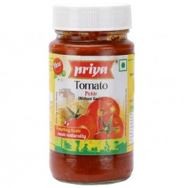 Priya Tomato Pickle (Without Garlic)  Glass Bottle  300 grams